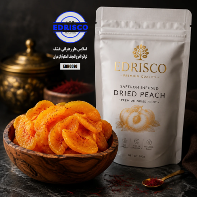 Saffron-infused dried peach slices